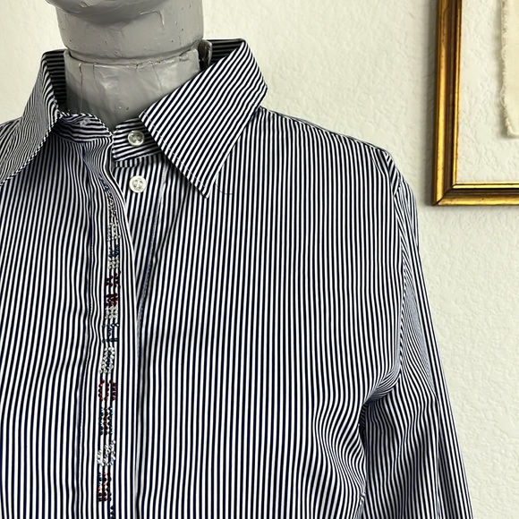 Women's Paul and Shark Yachting Striped Rhinestone Placket Top - Picture 3 of 11